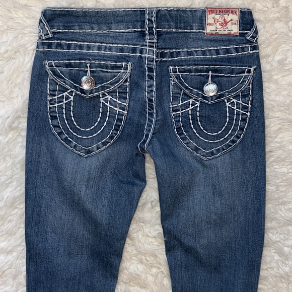 True Religion 🧲 Joey Low-Rise Distressed Thick Stitch Jeans, Size 27 - Picture 4 of 16